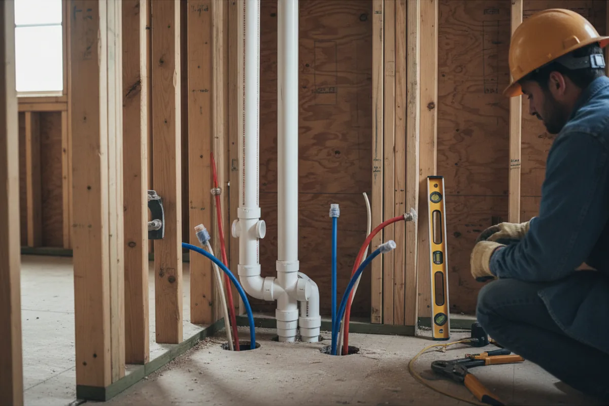 Drain and supply rough-in during Drain Cleaning in Oak Hill