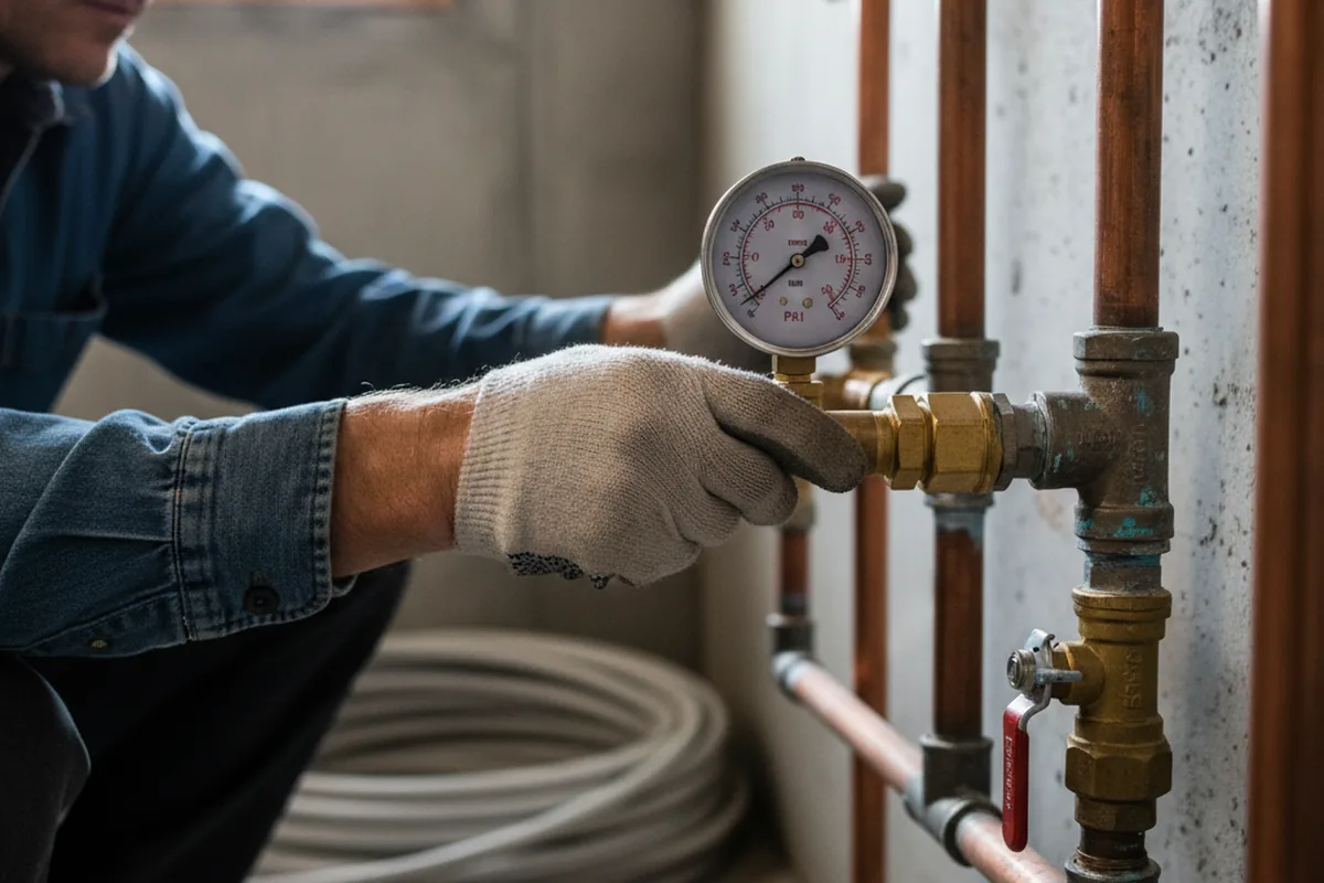 Pressure testing a repaired line during Water Line Repair in Oak Hill